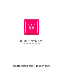 modern pink rounded square W logo letter simple design concept isolated on white background 