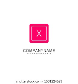 modern pink rounded square X logo letter simple design concept isolated on white background 
