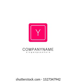 modern pink rounded square Y logo letter simple design concept isolated on white background 