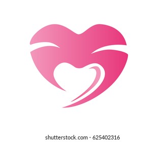 Modern Pink Sky And Heart Cloud Logo