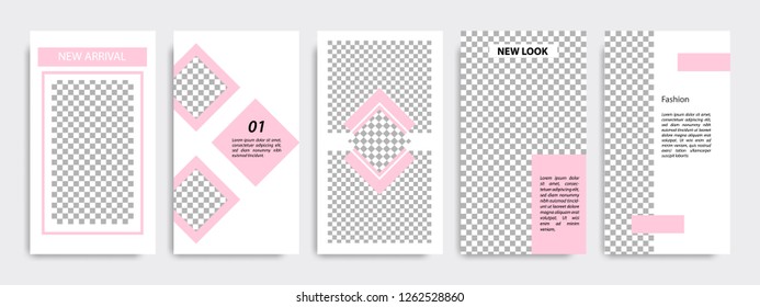 Modern pink and white background template for social media stories, story, business banner, flyer, brochure.