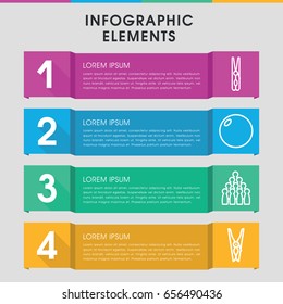 Modern pins infographic template. infographic design with pins icons includes cloth pin, bowling ball. can be used for presentation, diagram, annual report, web design.