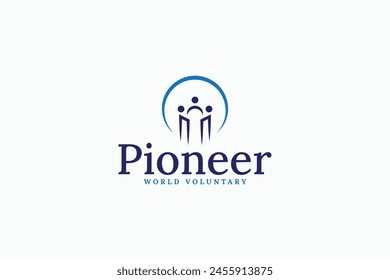 modern pioneer symbol logo vector design template. silhouette people, human and teamwork sign logo design vector illustration with elegant, unique and minimalist styles. 