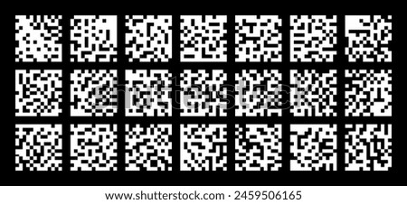 Modern pixel abstract square barcode design set