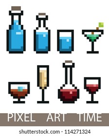 Modern Pixel Art Drink Vector Set