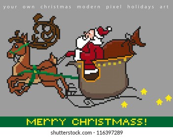 Modern pixel art holidays vector christmas, new year art