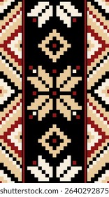 Modern Pixel Art Pattern with Geometry Inspired Layout and Clean Color Transitions for DIY Fabric Creations Digital Products and Interior Textile Collections