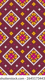 Modern Pixel Art Pattern with Geometry Inspired Layout and Clean Color Transitions for DIY Fabric Creations Digital Products and Interior Textile Collections