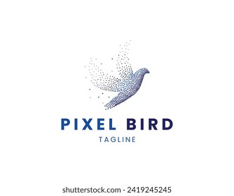 Modern Pixel Bird Logo Design Template