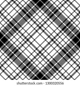 Modern pixel black white seamless pattern plaid. Vector illustration.