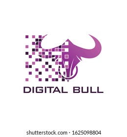 modern pixel bull logo vector. robotic logo design, logo concept