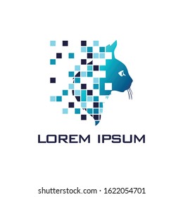 modern pixel cat logo vector. robotic logo design, logo concept