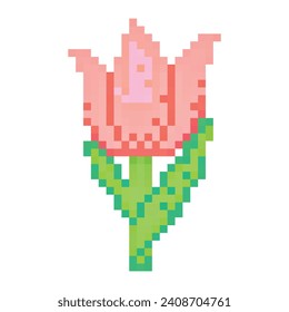 Modern pixel effect with beautiful flower shapes