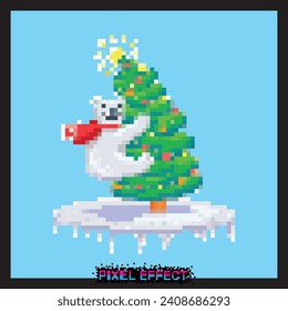 Modern pixel effect with Christmas theme