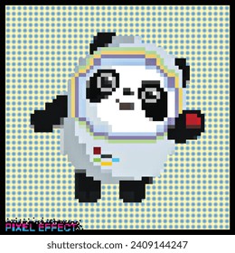 Modern pixel effect with panda character shape