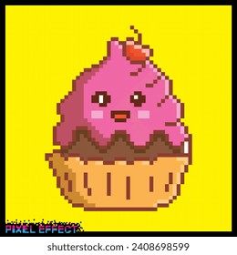 Modern pixel effect with sweet cake shape