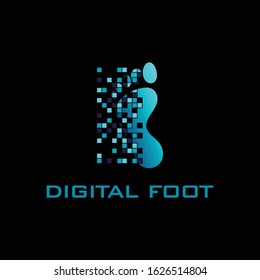 modern pixel foot logo vector. robotic logo design, logo concept