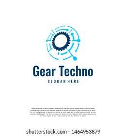 Modern Pixel Gear Technology logo designs symbol vector Illustration