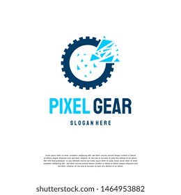 Modern Pixel Gear Technology logo designs symbol vector Illustration