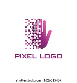 modern pixel hand logo vector. robotic logo design, logo concept