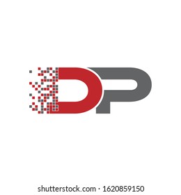 modern pixel letter DP logo vector. robotic logo design, logo concept
