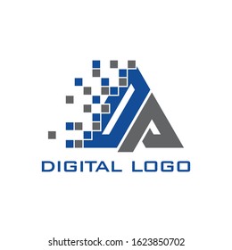 modern pixel letter DP logo vector. robotic logo design, logo concept