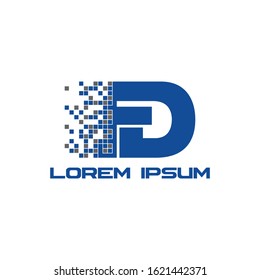 modern pixel letter FD logo vector. robotic logo design, logo concept