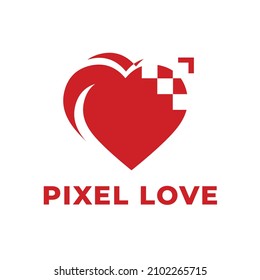 Modern Pixel Love Logo Design