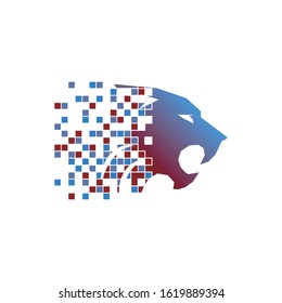 Modern Pixel panther Head logo vector, Robotic logo designs, design concept