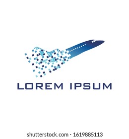 Modern Pixel plane logo vector, Robotic logo designs, design concept