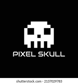modern pixel skull logo design