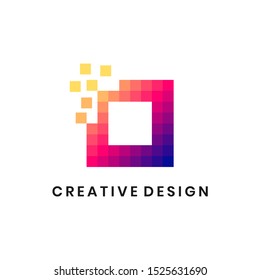 Modern pixel square polygonal logo design vector