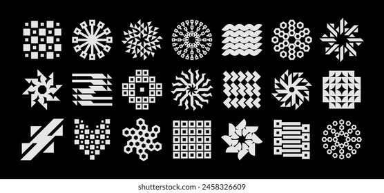 Modern pixel technology abstract logo icon set