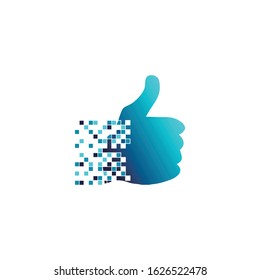 modern pixel thumb logo vector. robotic logo design, logo concept