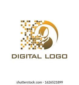 modern pixel veil logo vector. robotic logo design, logo concept