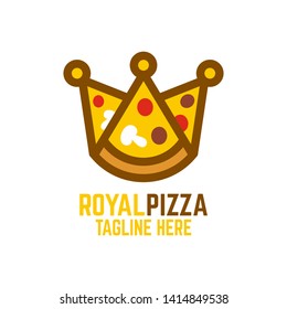 Modern pizza and crown logo. Vector illustration.