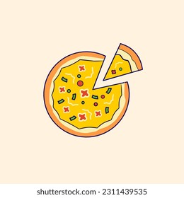 Modern Pizza Icon, design. Vector illustration isolated on white background.