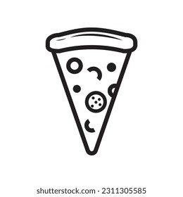 Modern pizza slice line vector and illustration