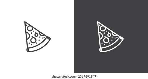 Modern pizza slice outline style vector icon, Junk food icon, Linear style of fast food icon vector illustration. Vector thin sign of italian fast food cafe logo. Pizzeria illustration.