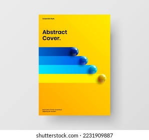 Modern placard A4 design vector concept. Fresh 3D balls corporate identity template.