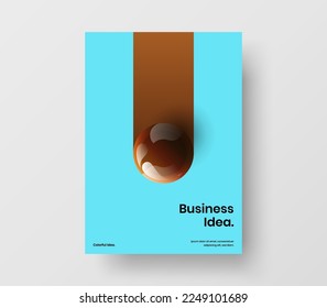 Modern placard A4 vector design illustration. Trendy 3D balls company identity concept.