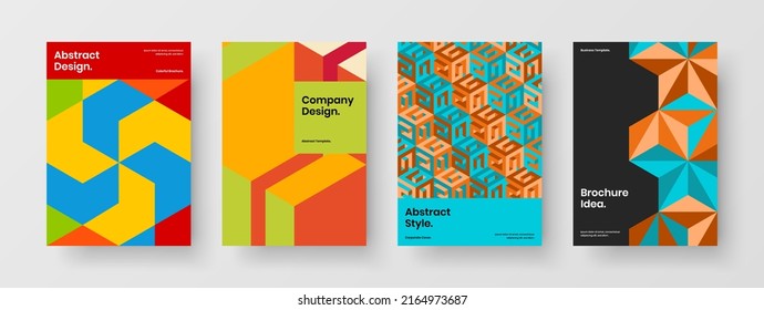 Modern placard vector design template bundle. Minimalistic geometric hexagons brochure concept composition.