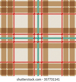 Modern plaid seamless checkered vector pattern. Retro textile collection. Beige, red and white. Backgrounds & textures shop.