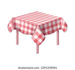 Modern plaid tablecloth for picnic lunch icon isolated