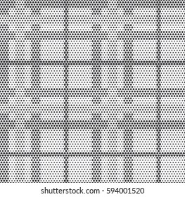 Modern plaid (tartan) seamless pattern. Hexagon (honeycomb) texture. Black and white color. Scottish, lumberjack and hipster fashion style.