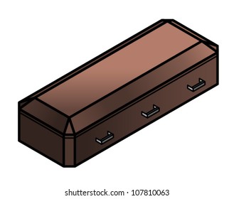 A modern plain brown/maroon coffin/casket.