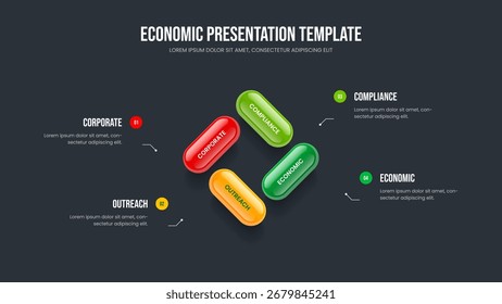 Design de Apresentação de Slides do Diagrama de Opções do Plano Moderno 4. Layout de apresentação infográfica de quatro etapas do relatório de consultoria. Ilustração do Vetor de Modelo de Slide de Início Financeiro.