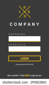 Modern, plan and clean login screen design in vector.