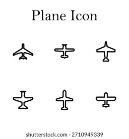 Conjunto de iconos de avión moderno con símbolos de avión, gráficos de viaje de vuelo, Elementos de aviación e ilustraciones de transporte aéreo para Web y diseño móvil.