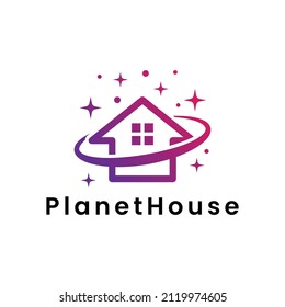modern planet house vector logo design